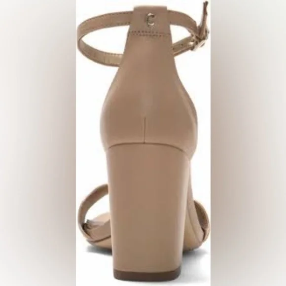 Sam Edelman Circus Nude Beige Olga Faux-Leather Heels Ankle Strap Sandals US7 - Picture 5 of 16